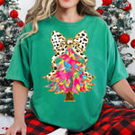 Colorful Christmas Tree With Polka Dot Bow DTF Transfer DTF Heat Press Transfer from Sweet Tee Transfers