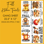 Fall Kitchen Towel Gang Sheet 22.5" x 12"
