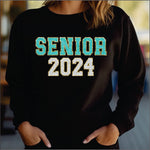 Senior 2024 Aqua and White Faux Chenille  DTF Transfer