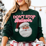 Faux Yarn & Sequin Santa Dont Stop Believing