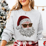 Faux Yarn & Sequin Santa w Leopard Glasses