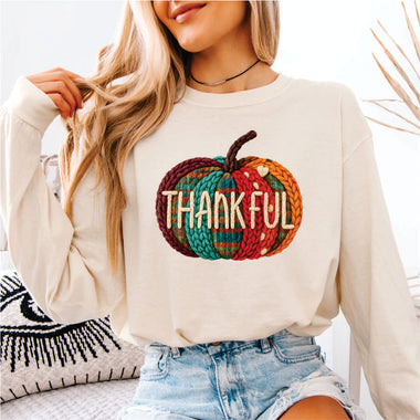 Faux Yarn Colorful Pumpkin