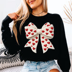 Faux Yarn Bow w Hearts