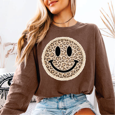 Faux Yarn Leopard Smiley