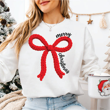 Faux Yarn Merry Christmas Bow