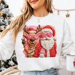 Faux Yarn Santa & Reindeer in Heart Glasses