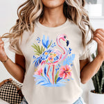 Blue Floral Flamingo DTF Transfer