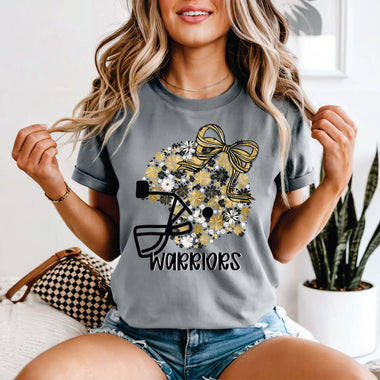 Custom Floral Helmet Black, Gold & White - your team or mascot name