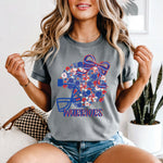 Custom Floral Helmet Columbia Blue & Red - your team or mascot name