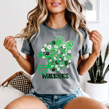 Custom Floral Helmet Green, Black & White - your team or mascot name