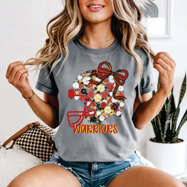 Custom Floral Helmet Red, Yellow & Black - your team or mascot name