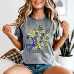 Custom Floral Helmet Royal & Yellow - your team or mascot name