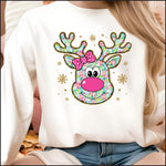 Floral Reindeer colorful  DTF Transfer