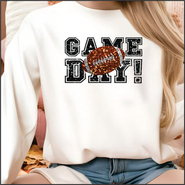 Game Day Black Faux Glitter DTF Transfer