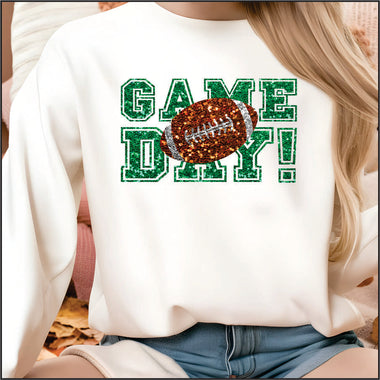 Game Day Green Faux Glitter DTF Transfer