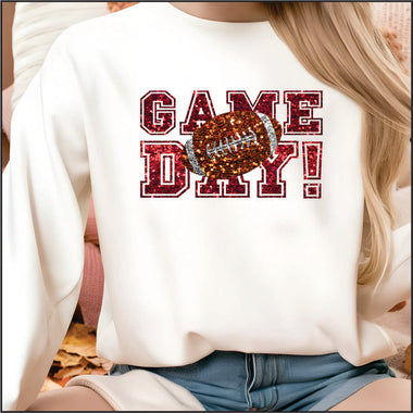 Game Day Red Faux Glitter DTF Transfer