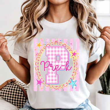 Gingham Grades with numbers DTF Transfer