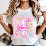 Gingham Grades with numbers DTF Transfer