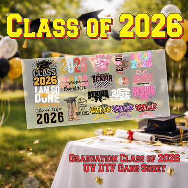 UV DTF Graduation Class of 2026 Sticker Sheet 22"x12"