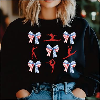 Gymnastics Coquette Red White & Blue DTF Transfer