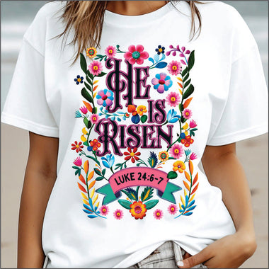 He is Risen Faux Embroidery DTF Transfer