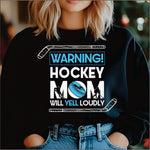 Warning Hockey Mom DTF Transfer