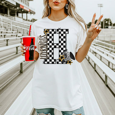 Custom Checkered Letter Mascot Cheer DTF Transfer