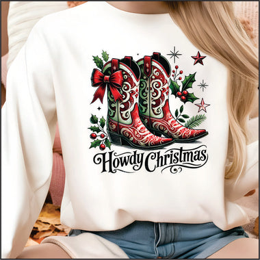 Howdy Christmas Boots DTF Transfer