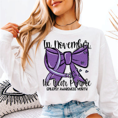 In November We Wear Purple Epilepsy Bow