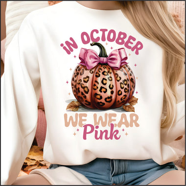 In October Wear Pink Leopard Pumpkin DTF Transfer