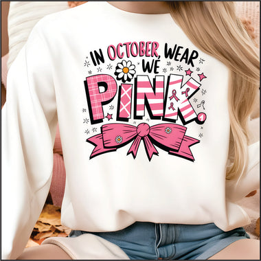 In October we Wear Pink Pattern DTF Transfer