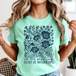 In The Waiting God is Working Blue DTF Transfer