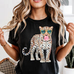 Glam Jaguar with Glasses DTF Transfer