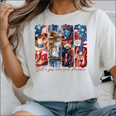 Just a Girl Who Loves America DTF Transfer
