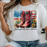 Just a Girl who Loves America red boots DTF Transfer