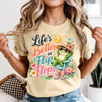 Life is Better in Flip Flops Frog DTF Transfer