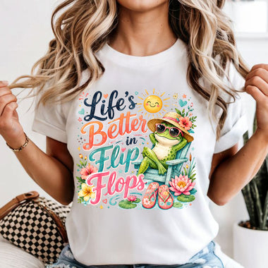 Life is Better in Flip Flops Frog DTF Transfer