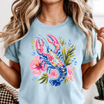 Blue Floral Lobster DTF Transfer