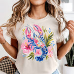 Blue Floral Lobster DTF Transfer