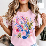 Blue Floral Lobster DTF Transfer