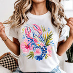 Blue Floral Lobster DTF Transfer