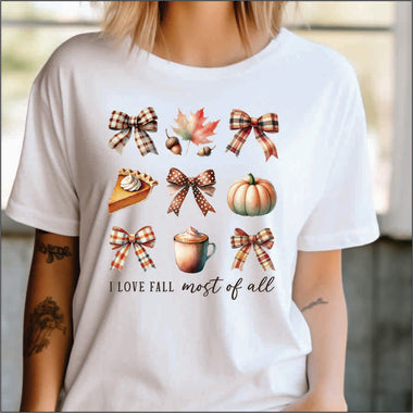 Love Fall Most of All Buffalo Check Bows DTF Transfer