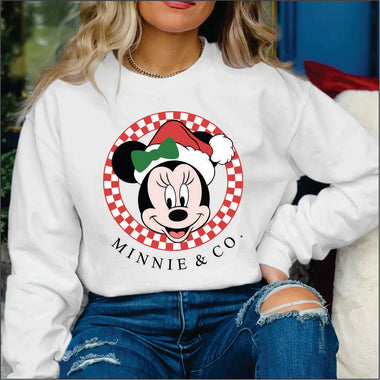 Magical Christmas Girl Mouse with Checkerboard Circle DTF Transfer