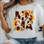 Mama Cow print & Sunflowers DTF Transfer