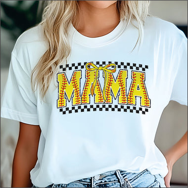 Softball Mama Check DTF Transfer
