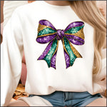 Mardi Gras Bow Faux Sequin DTF Transfer