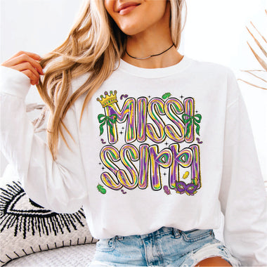 Mardi Gras Brushstroke Mississippi black print