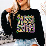 Mardi Gras Brushstroke Mississippi white print