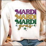 Mardi Gras Repeat Faux Glitter DTF Transfer