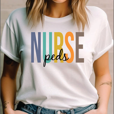 Multi Color Medical Professional Peds Nurse DTF Transfer